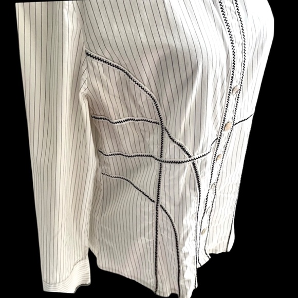 Ciet et Neige Vintage Women's Dress Shirt Fitted EU 42/US 6 White & Black - Picture 5 of 10